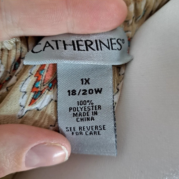 Catherines Women's Flowy Boho Short Sleeve Paisley Shirt Top Shirt Size 1X - Picture 5 of 8